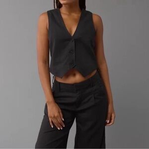 american eagle linen vest